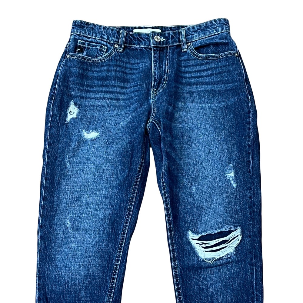 KanCan Women's Jeans Size 3/25 Distressed Boyfriend Fit Raw Hem Y2K Grunge Denim - Picture 2 of 11
